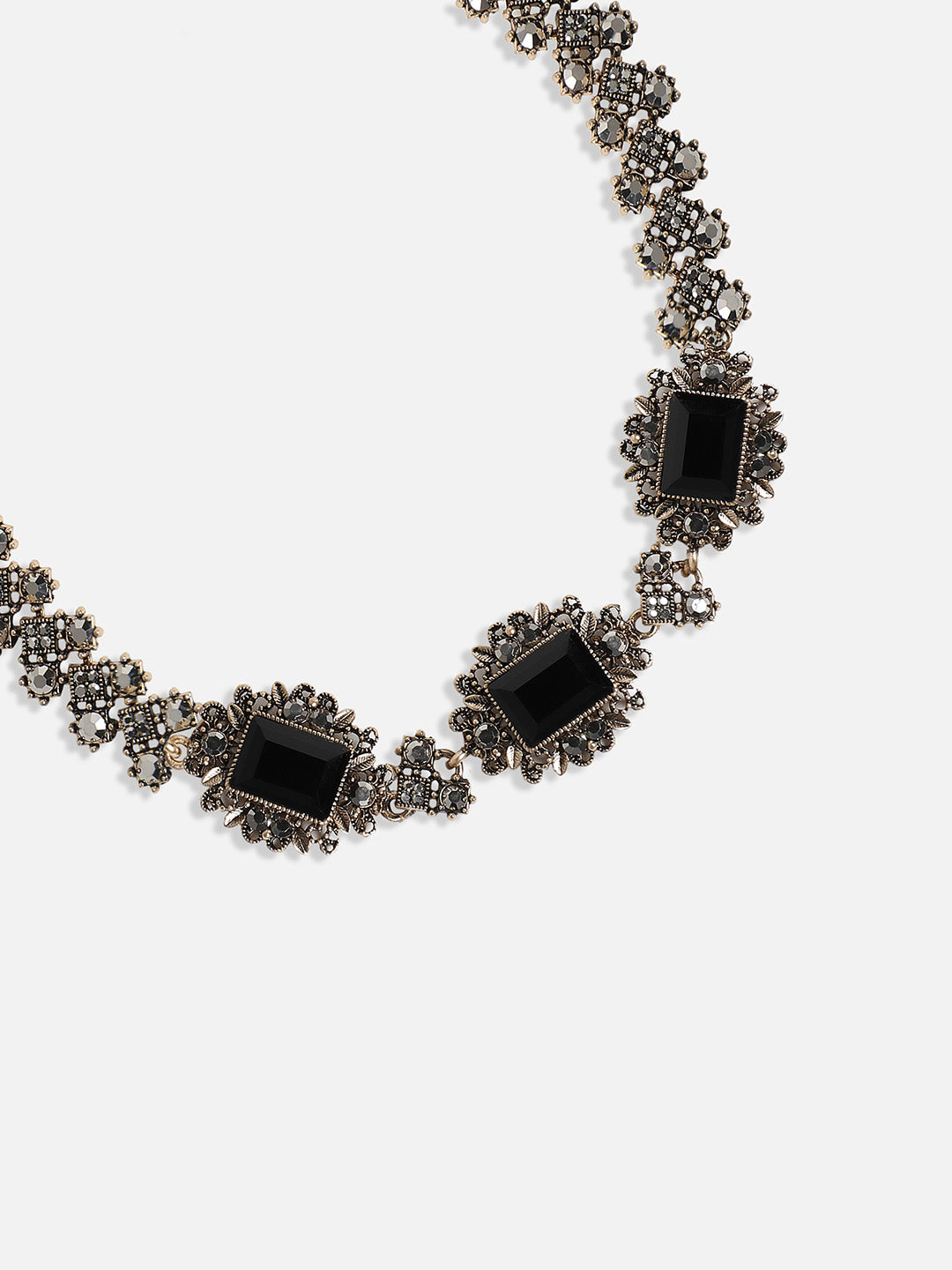 Gold-Plated Crystals Studded Necklace Earrings