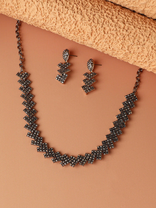 Crystal Stones Studded Neclace and Earrings Set