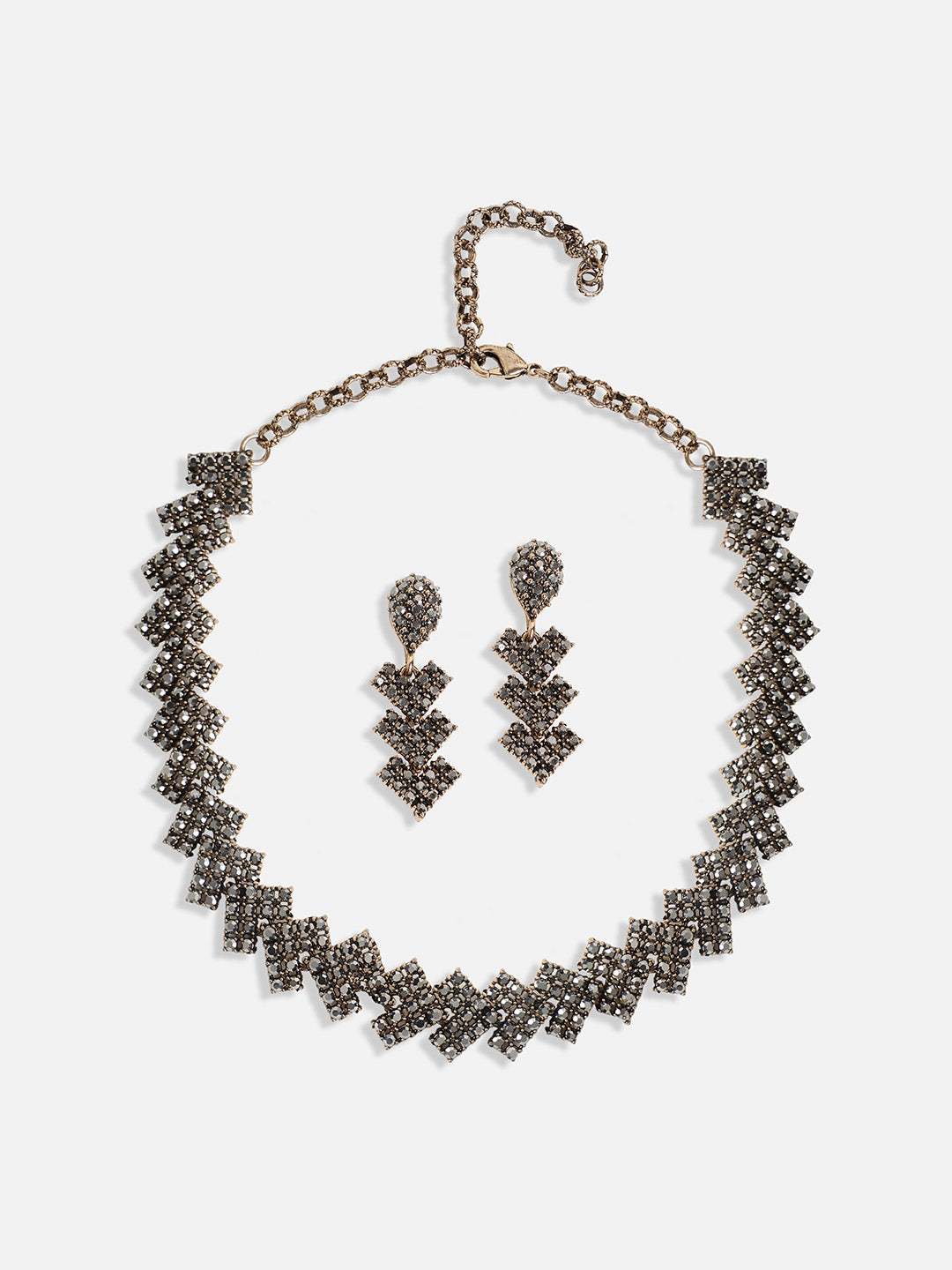 Crystal Stones Studded Neclace and Earrings Set