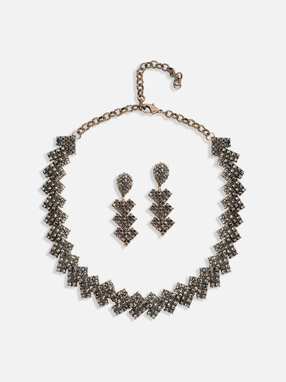 Crystal Stones Studded Neclace and Earrings Set