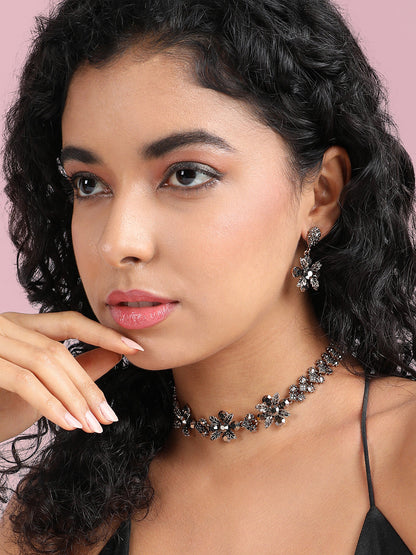 Gold-Plated Crystal-Studded Jewellery Set