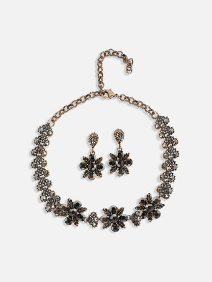Gold-Plated Crystal-Studded Jewellery Set