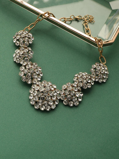 Gold-Plated Artificial Stones Studded Statement Necklace