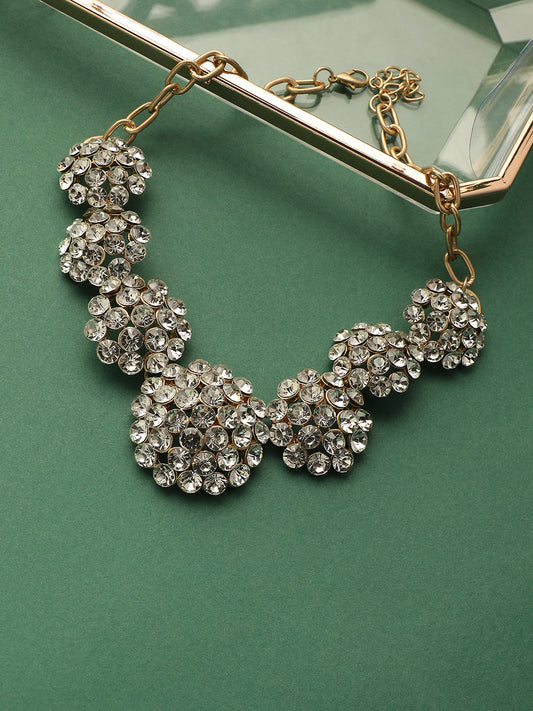 Gold-Plated Artificial Stones Studded Statement Necklace