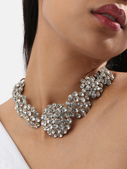 Gold-Plated Artificial Stones Studded Statement Necklace