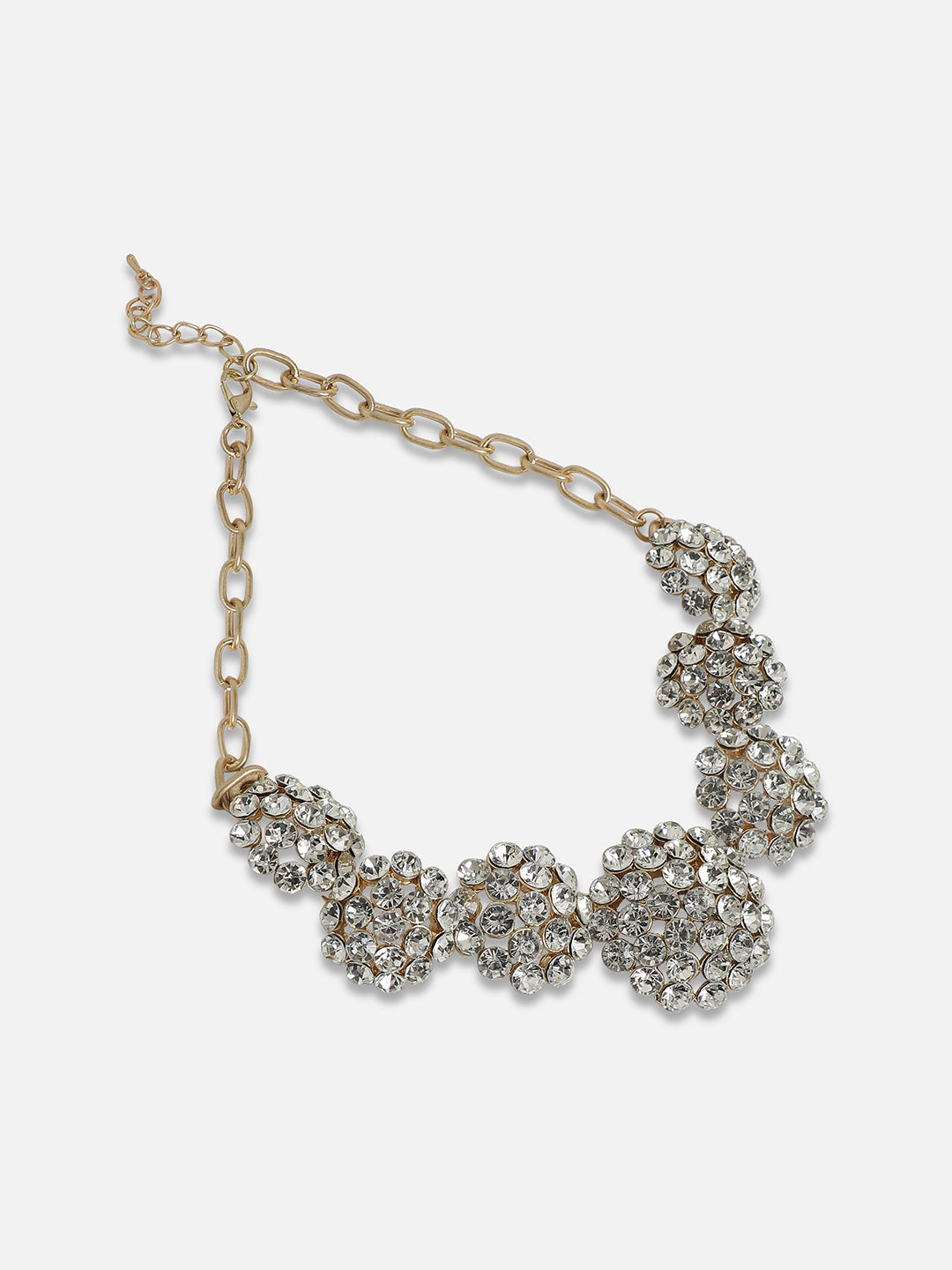 Gold-Plated Artificial Stones Studded Statement Necklace