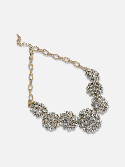 Gold-Plated Artificial Stones Studded Statement Necklace