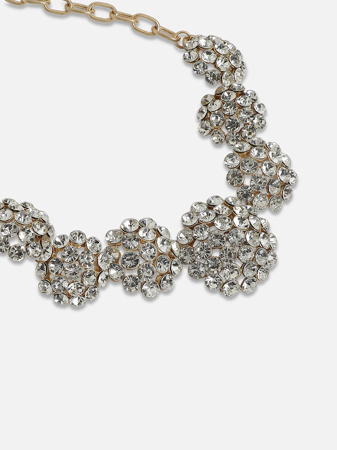 Gold-Plated Artificial Stones Studded Statement Necklace