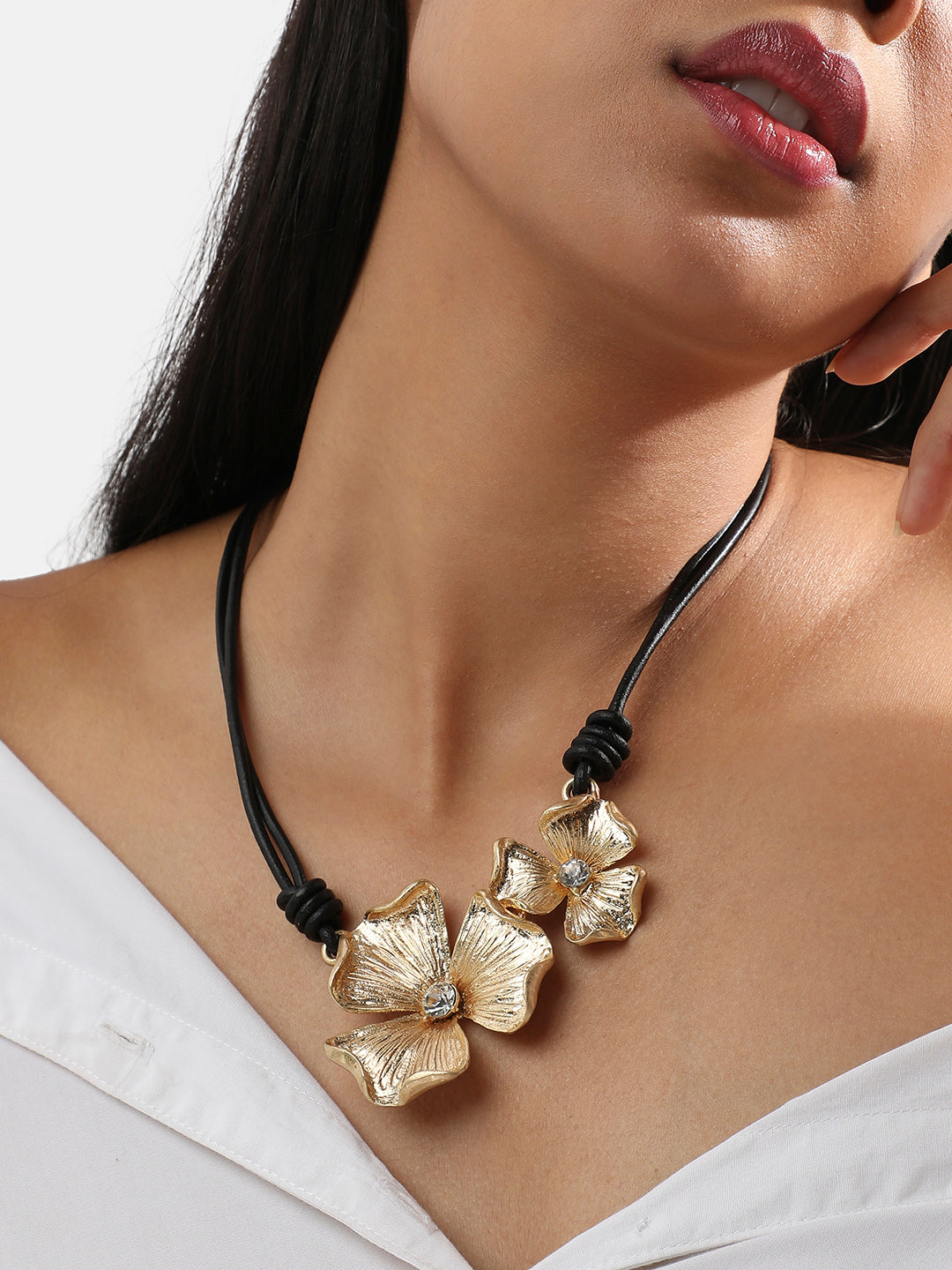 Gold-Plated Artificial Stones Studded Necklace