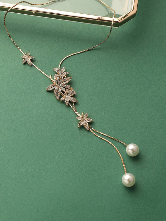 Gold-Plated Stone-Studded Necklace