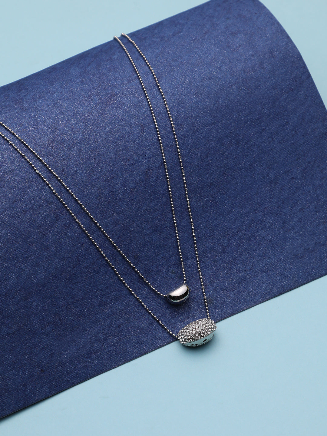 Artificial Stones Silver Plated Layered Necklace