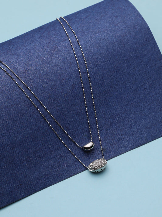 Artificial Stones Silver Plated Layered Necklace