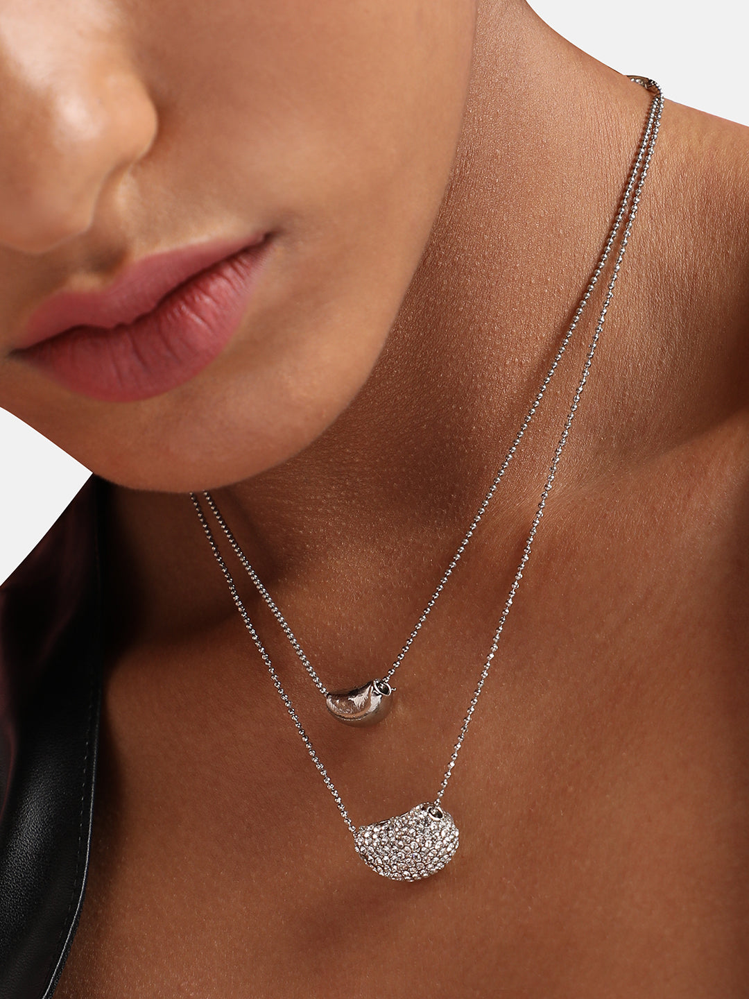 Artificial Stones Silver Plated Layered Necklace