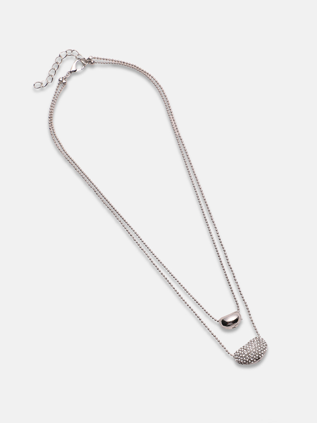 Artificial Stones Silver Plated Layered Necklace