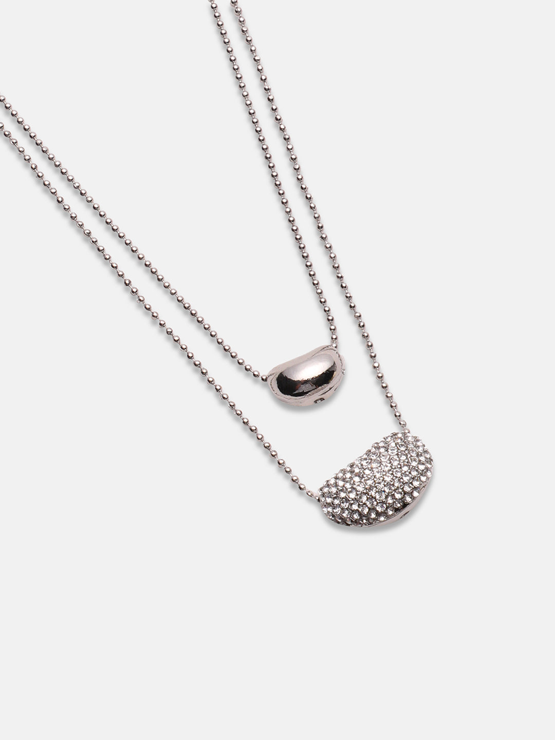 Artificial Stones Silver Plated Layered Necklace