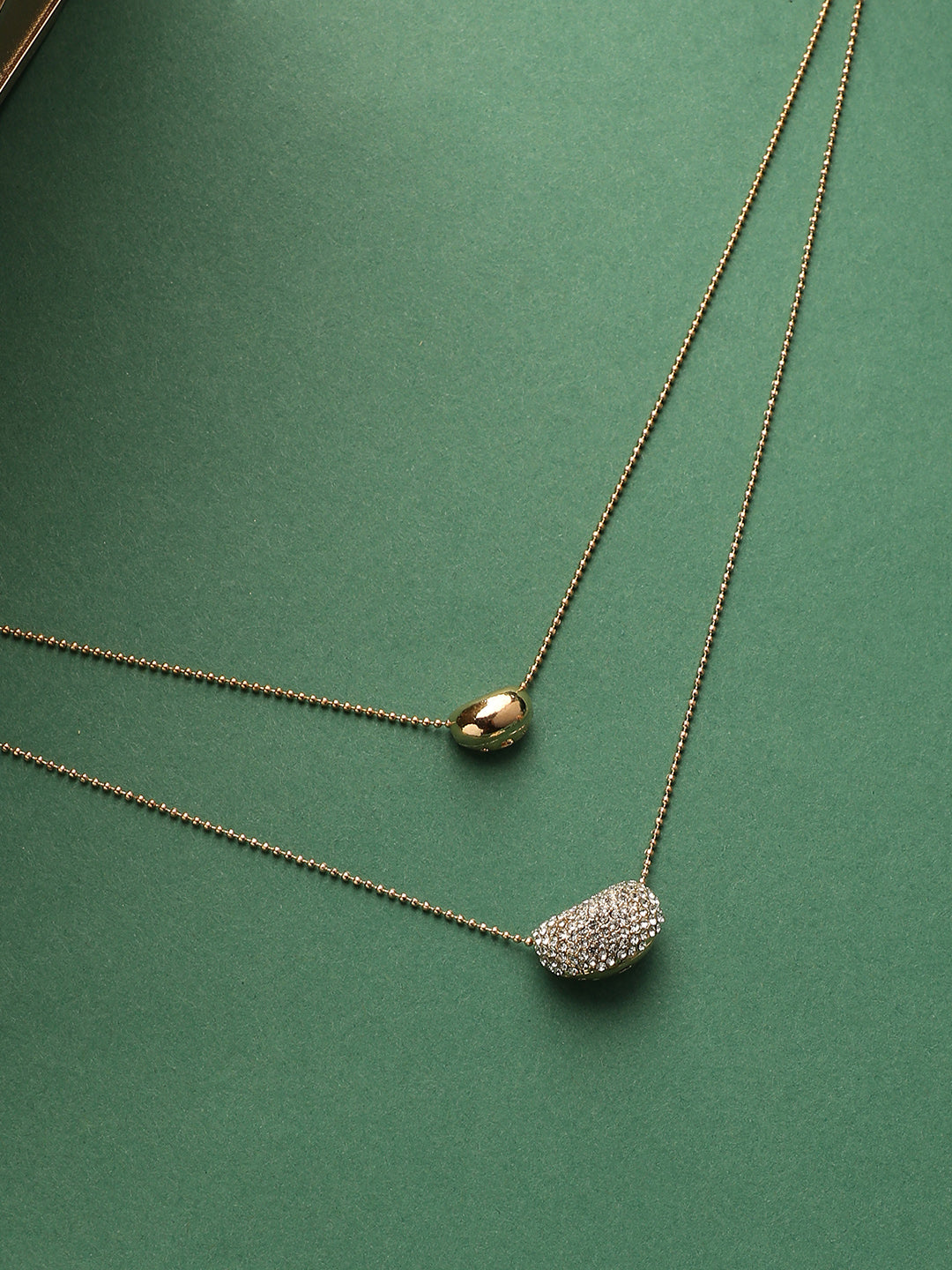 Gold-Plated Artificial Stones Studded Layered Necklace