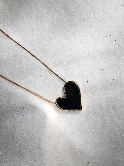 Gold-Plated Enamelled Heart-Shaped Pendant Necklace