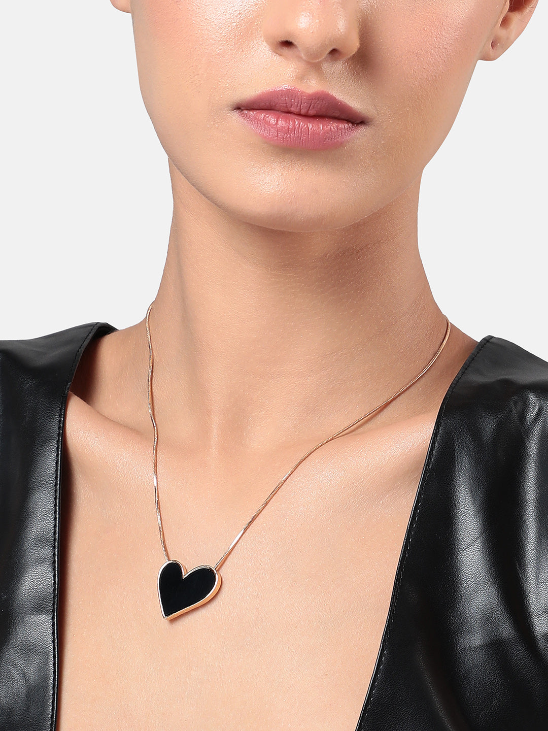 Gold-Plated Enamelled Heart-Shaped Pendant Necklace