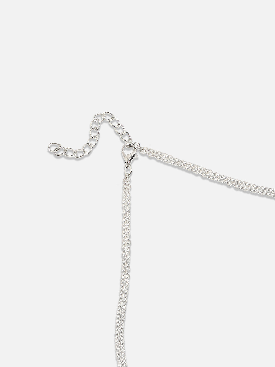Blue Silver-Plated Stone-Studded Necklace
