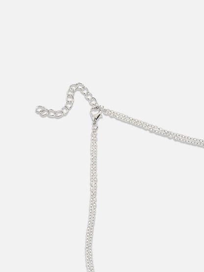 Blue Silver-Plated Stone-Studded Necklace