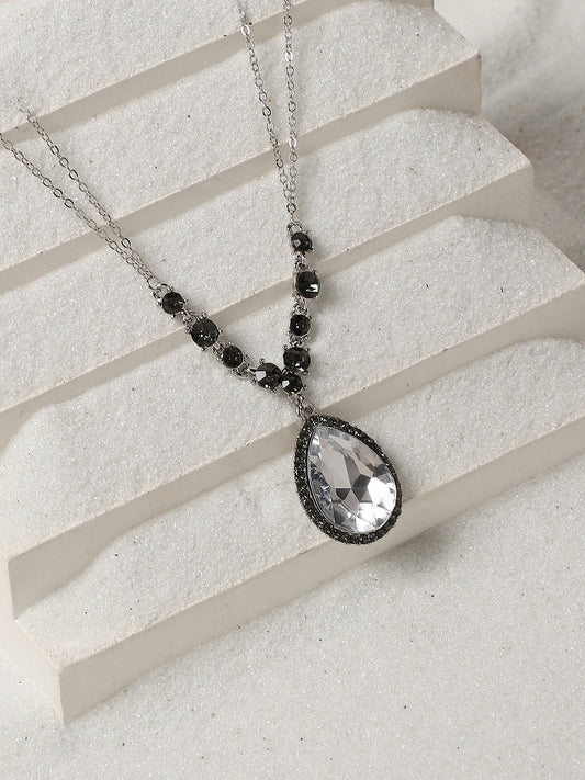 Silver Plated Stone Studded Beaded Chain