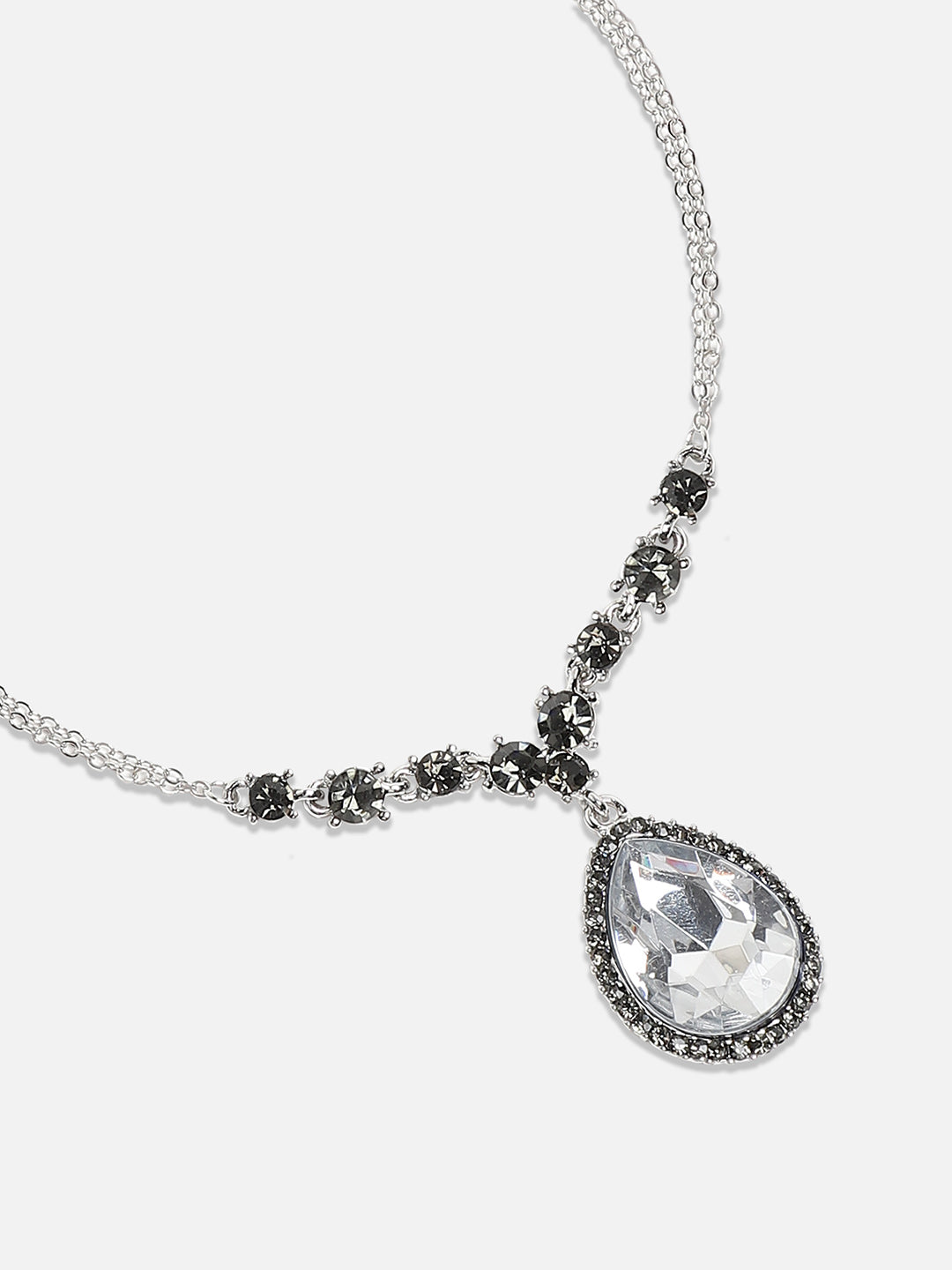 Silver Plated Stone Studded Beaded Chain