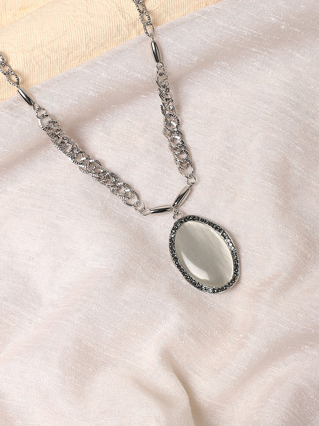 Silver Plated Stone Studded Necklace