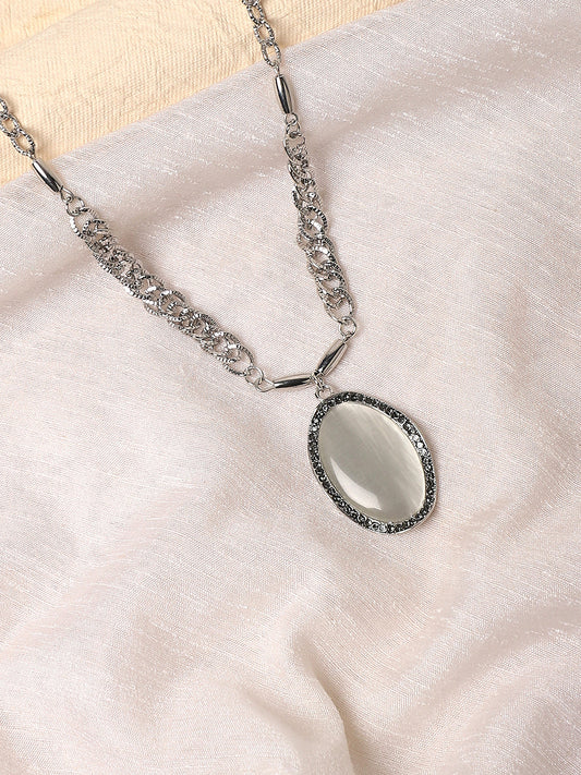 Silver Plated Stone Studded Necklace