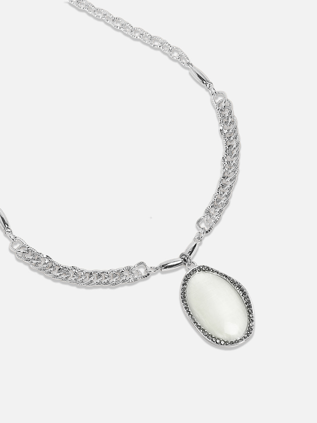 Silver Plated Stone Studded Necklace