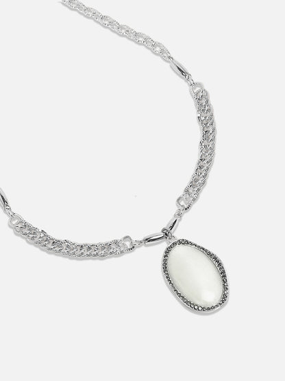 Silver Plated Stone Studded Necklace