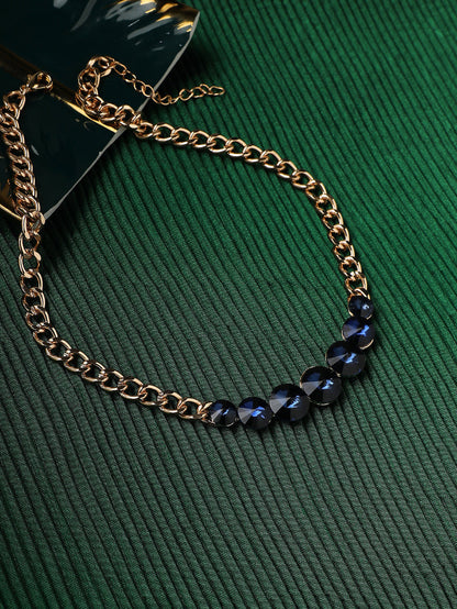 Gold-Plated Artificial Stones Studded Statement Necklace
