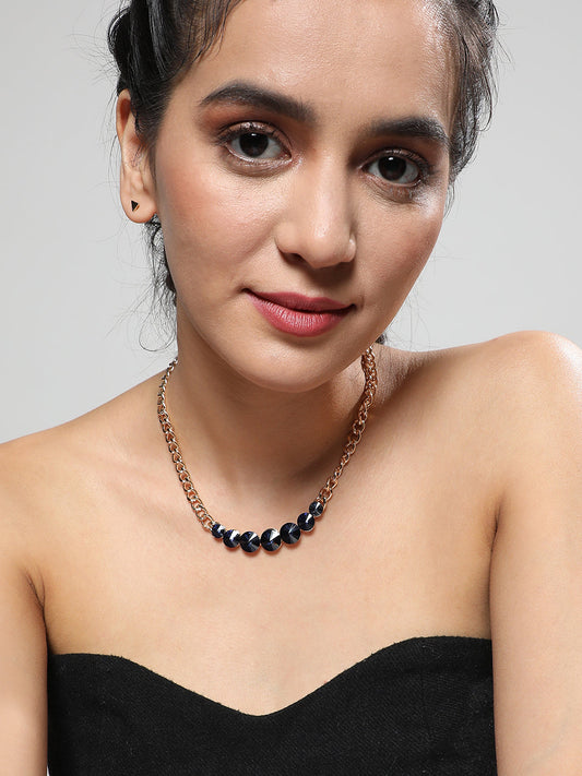 Gold-Plated Artificial Stones Studded Statement Necklace
