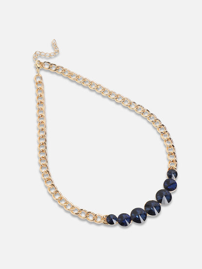 Gold-Plated Artificial Stones Studded Statement Necklace