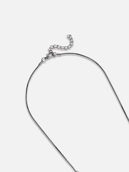 Black Silver-Plated Artificial Stones Studded Necklace