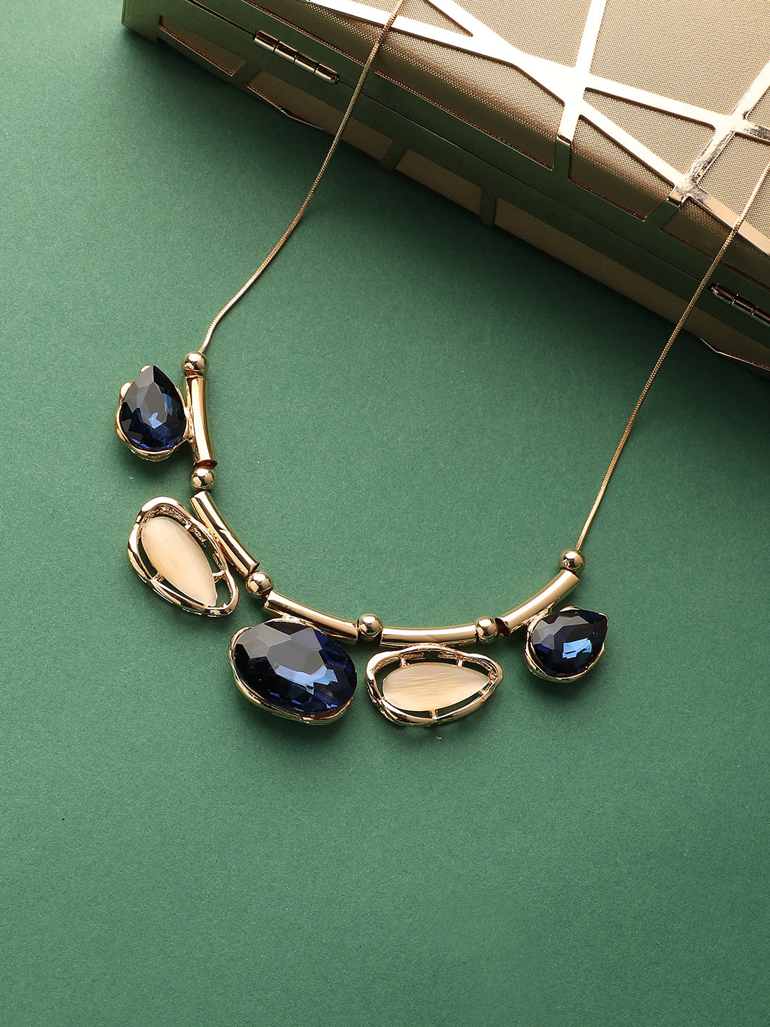 Gold-Plated Artificial Stones Studded Necklace