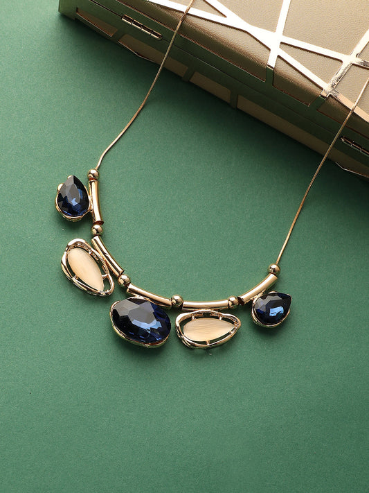 Gold-Plated Artificial Stones Studded Necklace