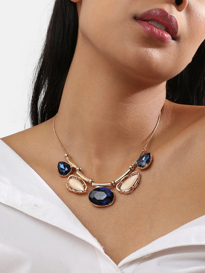 Gold-Plated Artificial Stones Studded Necklace