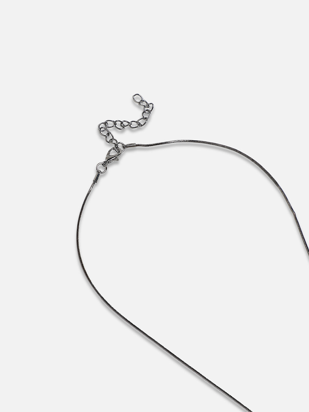 Black Silver-Plated Artificial Stones Studded Statement Necklace