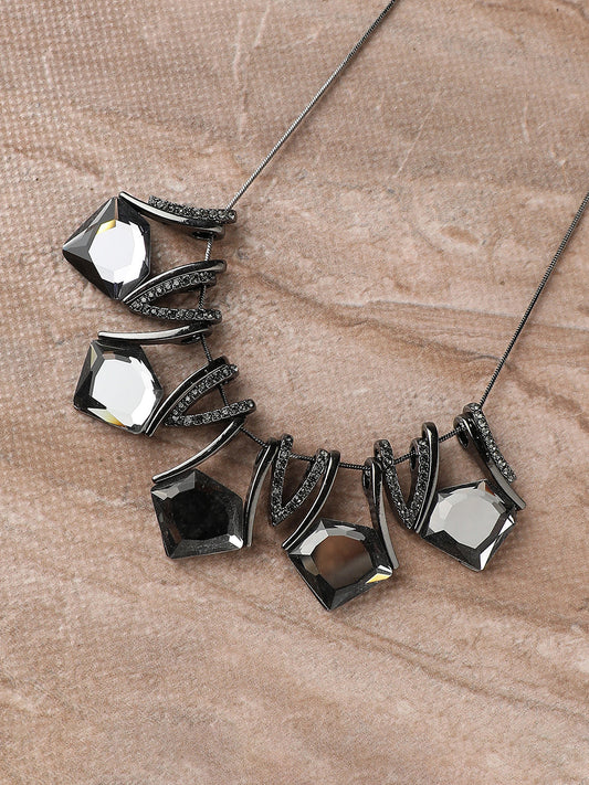 Silver-Plated Stone-Studded Necklace