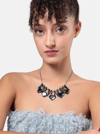 Silver-Plated Stone-Studded Necklace