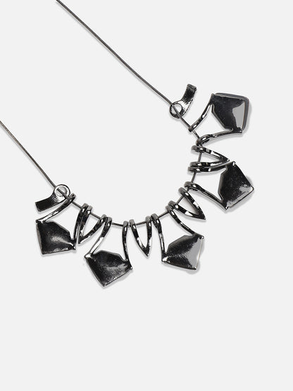 Silver-Plated Stone-Studded Necklace