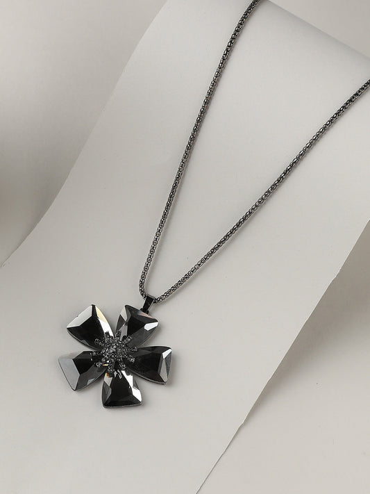 Silver-Plated Stone-Studded Necklace
