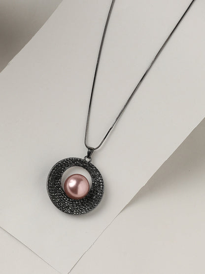 Silver-Plated Circular-Shaped Stones-Studded Pendants