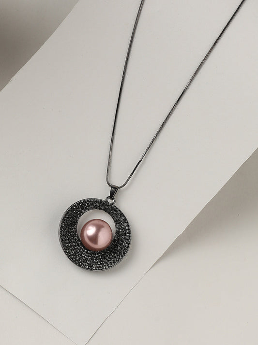 Silver-Plated Circular-Shaped Stones-Studded Pendants