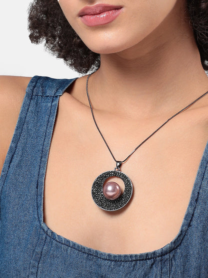 Silver-Plated Circular-Shaped Stones-Studded Pendants