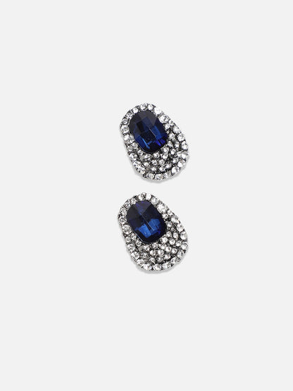 Silver-Plated Crystal-Stones Studded Jewellery Set