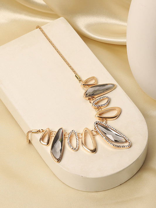Silver-Plated Stone-Studded Necklace