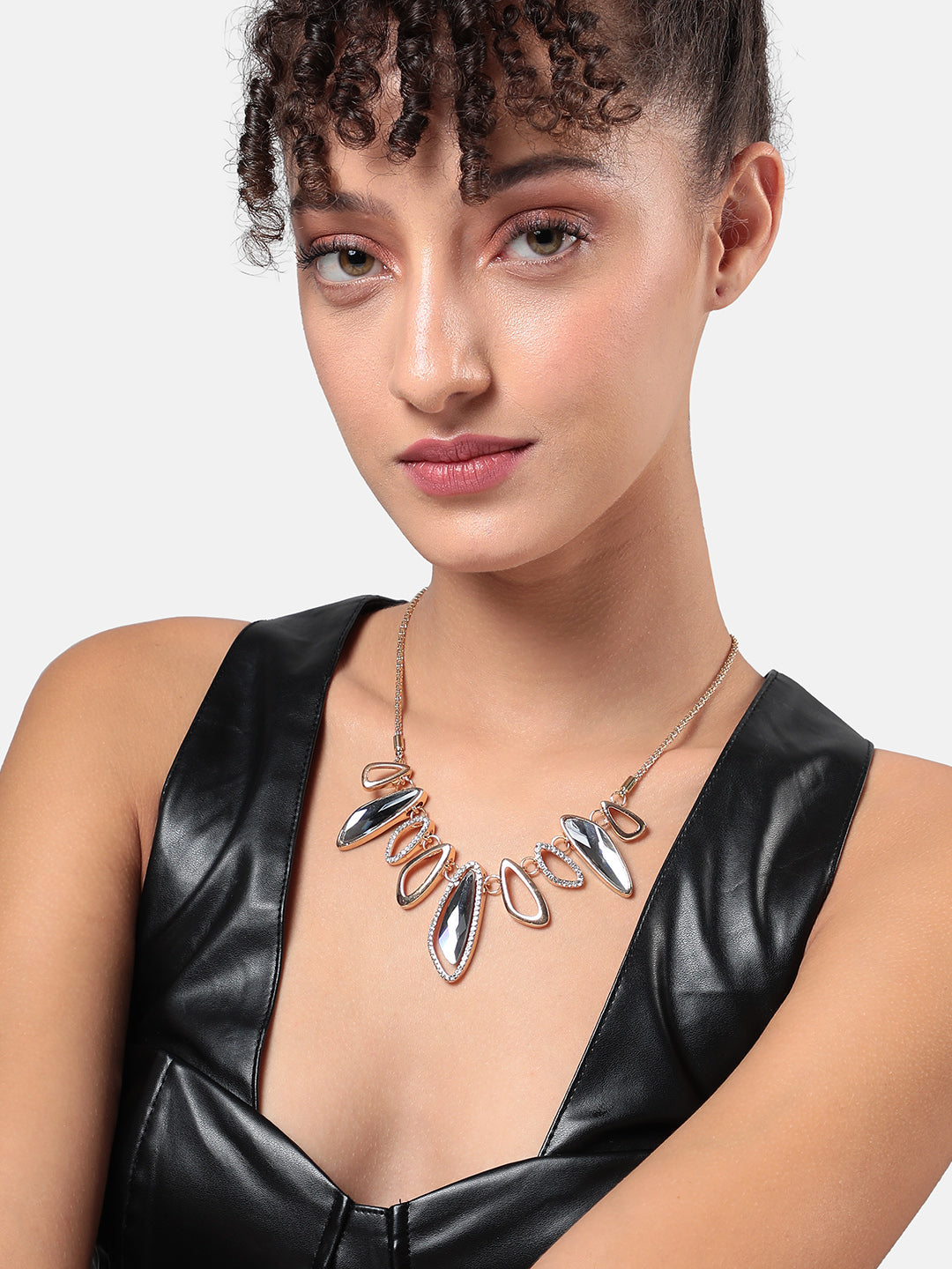 Silver-Plated Stone-Studded Necklace