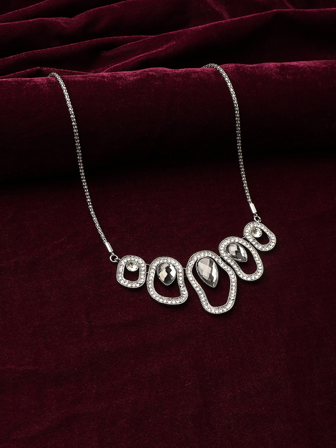Silver-Plated Studded Necklace