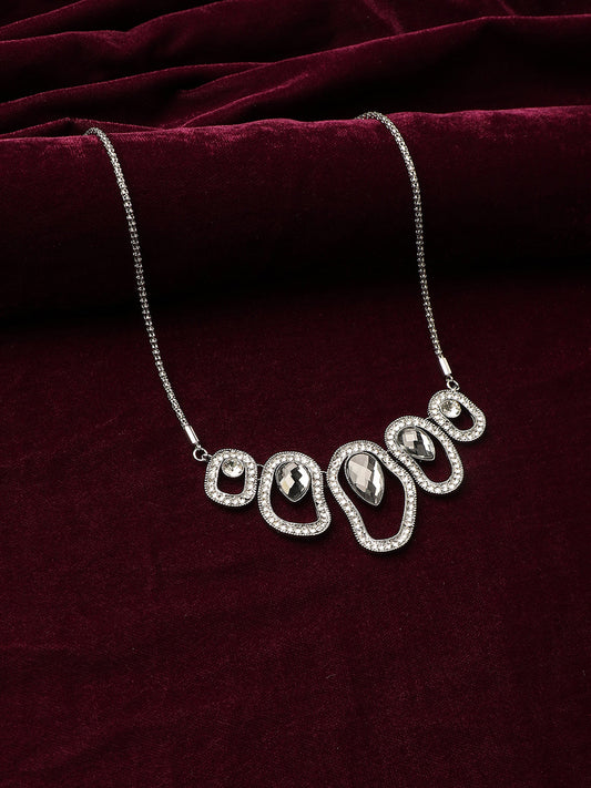 Silver-Plated Studded Necklace